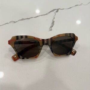 Burberry Small Editorial Burberry Check Print Sunglasses